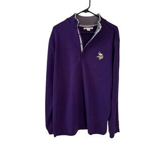Cutter & Buck Men's Fulltime Pima Snap Placket Overknit Minnesota Vikings Size L